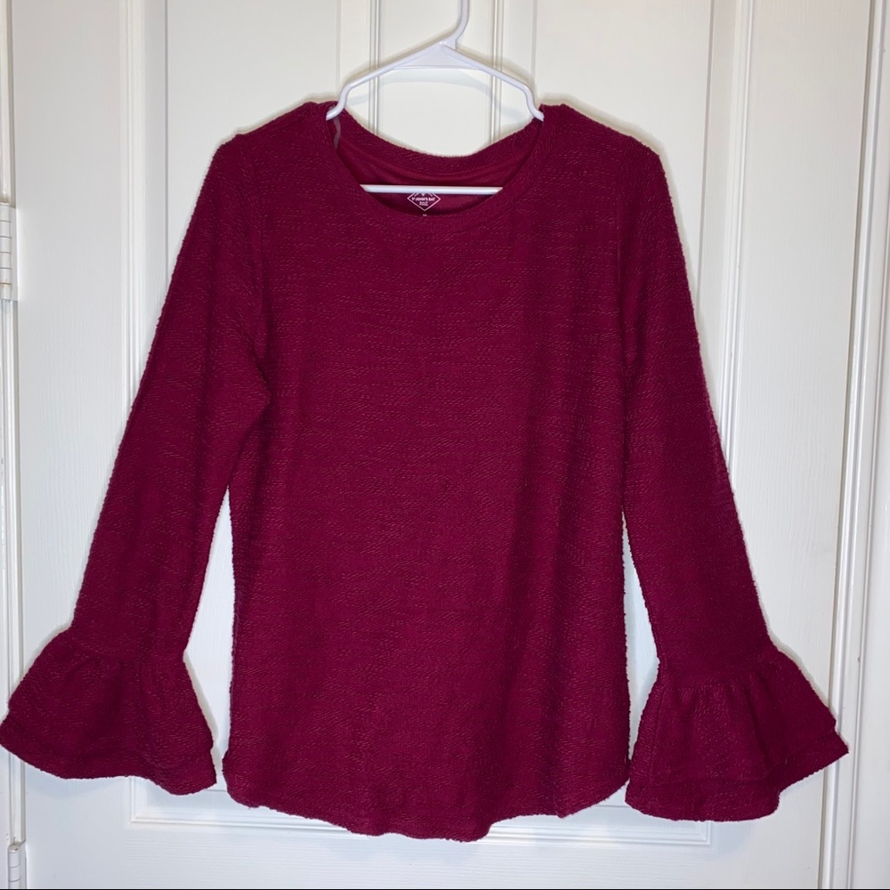 St. John’s Bay Maroon Ruffle Sleeve Sweater